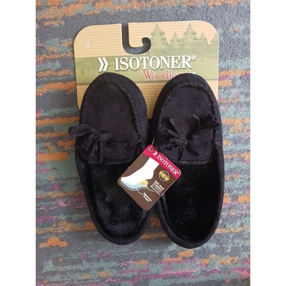 NEW Isotonic Woodlands  memory foam slippers black size S 5-6 - Picture 1 of 3